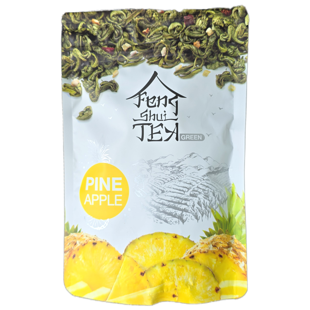 Чай зелений Feng Shui Tea Pineapple з шматочками ананаса, 80г упаковка 