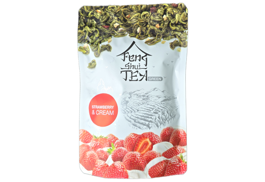 Чай зелений китайський Feng Shui Tea з полуницею та вершками 80г упаковка