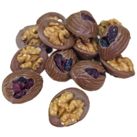 Цукерки волоський горіх з журавлиною та родзинками в шоколаді Lux Choco 200 г 