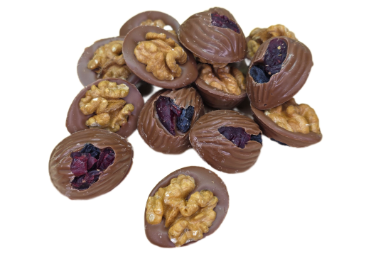Цукерки волоський горіх з журавлиною та родзинками в шоколаді Lux Choco 200 г 