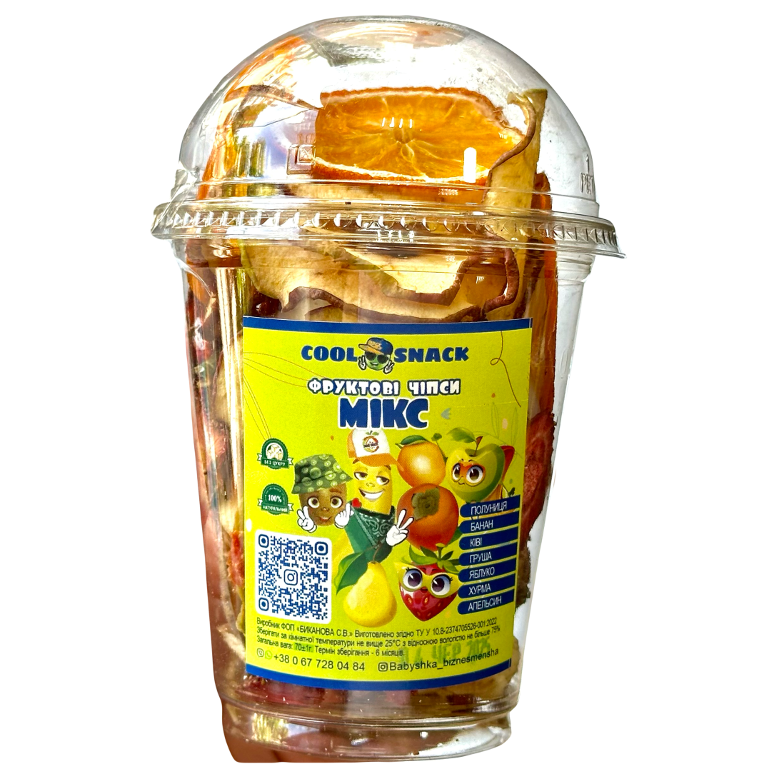 Фруктові чіпси  Cool Snack асорті смаків 100 г  в стаканчику