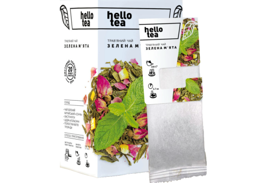 Чай «hello tea” зелена мʼята пакетований